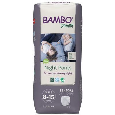 BAMBO Dreamy Night Pants Nohavičky plienkové jednorazové Girls 8-15 rokov (35-50 kg) 10 ks
