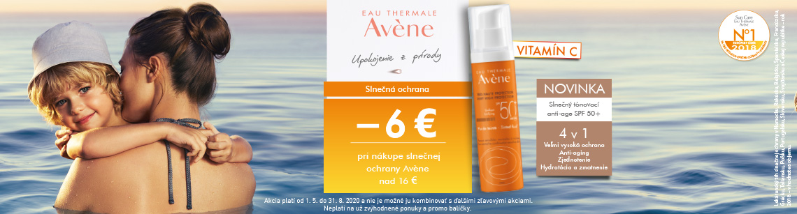 Avene -6€ pri nákupe slnečnej ochrany nad 16€