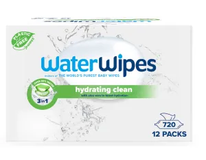 12x WATERWIPES Obrúsky vlhčené Hydrating clean with aloe vera 3in1 60 ks (720 ks) 