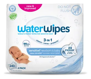 4X WATERWIPES Obrúsky vlhčené Newborn&Baby 3in1 60 ks (240 ks) 
