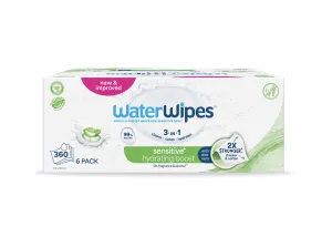 6x WATERWIPES Obrúsky vlhčené Hydrating clean with aloe vera 3in1 60 ks (360 ks) 