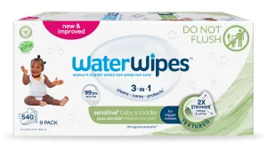 9X WATERWIPES Obrúsky vlhčené Baby&Toddler 3in1 60 ks (540 ks) 