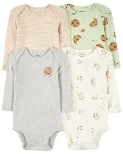 CARTER'S Body dlhý rukáv Milk&Cookies neutrál 4ks NB/ veľ. 56