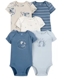 CARTER'S Body krátky rukáv Blue Panda/Airplane chlapec 5ks NB/ veľ. 56