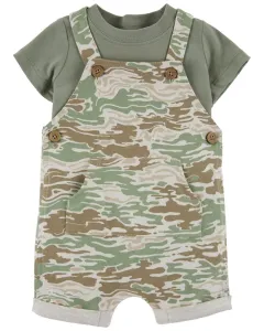 CARTER'S Set 2dielny tričko kr. rukáv, kraťasy na traky Green Camo chlapec 3m