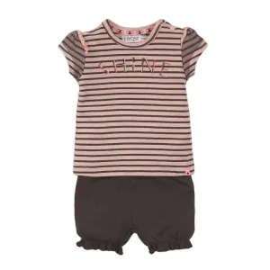 DIRKJE Set 2dielny kr. nohavice 86 Smokey Pink+Stripe+Smokey Grey