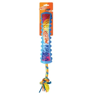 NERF DOG Hračka pre psov pískacie tiahlo s farebným úchopom a textilným lanom 29 cm