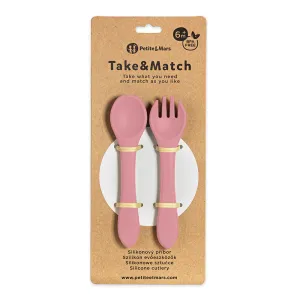 PETITE&MARS Príbor silikónový Take&Match Dusty Rose 6m+
