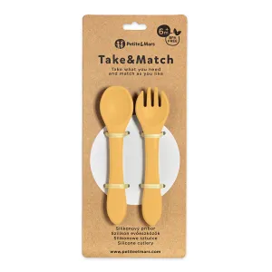PETITE&MARS Príbor silikónový Take&Match Intense Ochre 6m+