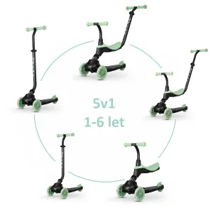 QPLAY Kolobežka / odrážadlo Sema Evo s LED svetlami Jade Green, vek 1 - 6 rokov, do 50 kg