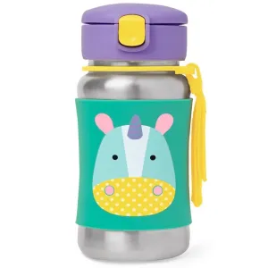 SKIP HOP Zoo Fľaša so slamkou na vodu nerez Jednorožec 12m+
