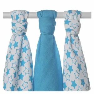XKKO BMB Bambusová plienka Little Stars Cyan, 70x70, MIX 3ks