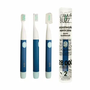 VITAMMY BUZZ Sonická zubná kefka s 28 000 mikropohybmi, 2 programy čistenia, navy/modrá,