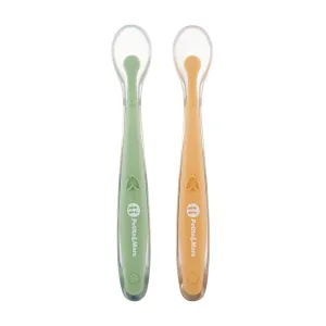 PETITE&MARS Silikónové lyžičky s puzdrom, sada 2 ks, Take&Match Pea - Ochre 6m+