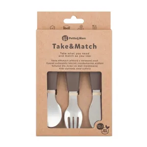 PETITE&MARS Sada príborov s nerezovej ocele Take&Match Bitter Cocoa 12m+