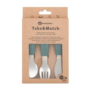 PETITE&MARS Sada príborov s nerezovej ocele Take&Match Misty Green 12m+