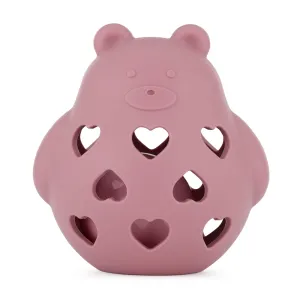 PETITE&MARS Hračka silikónová s hrkálkou Bear Basil Dusty Rose 0m+