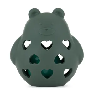 PETITE&MARS Hračka silikónová s hrkálkou Bear Basil Misty Green 0m+
