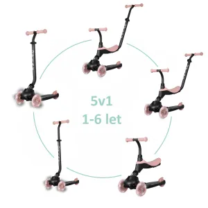 QPLAY Kolobežka / odrážadlo Sema Evo s LED svetlami Coral Pink, vek 1 - 6 rokov, do 50 kg
