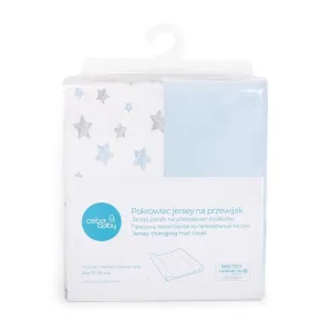 CEBA BABY Poťah na prebaľovaciu podložku 50x70-80 cm 2 ks Blue+Blue Stars