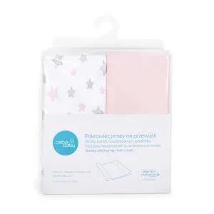 CEBA BABY Poťah na prebaľovaciu podložku 50x70-80 cm 2 ks Candy Pink+Pink Stars