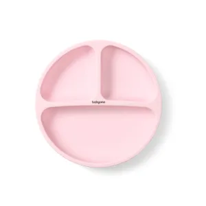 BABYONO Tanier silikónový s prísavkou - pink 6m+