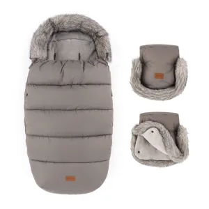 PETITE&MARS Set zimný fusak Comfy 4v1 + rukavice na kočík Furry Mocha Mousse
