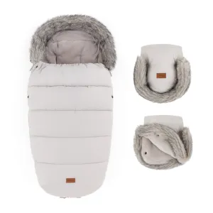 PETITE&MARS Set zimný fusak Comfy 4v1 + rukavice na kočík Furry Rose Petal