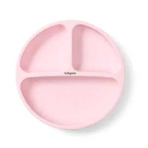BABYONO Tanier silikónový s prísavkou - pink 6m+