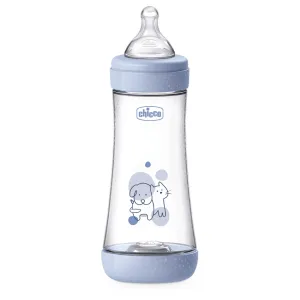 CHICCO Fľaša dojčenská antikoliková Perfect5 300 ml chlapec rýchly prietok 4m+