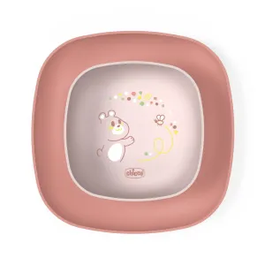 CHICCO Set jedálenský - miska a tanier pink 12m+
