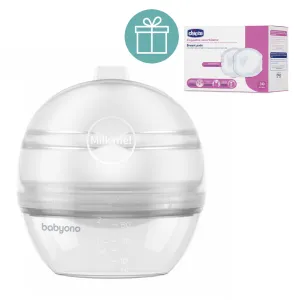 BABYONO Odsávačka a zberač materského mlieka Milk Me 2v1 + CHICCO Vložky do podprsenky 30ks