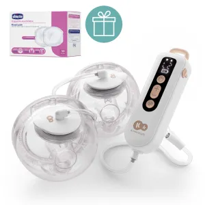 KINDERKRAFT Odsávačka mlieka Double Hands-free Gentle Flow Gold + CHICCO Vložky do podprsenky 30ks