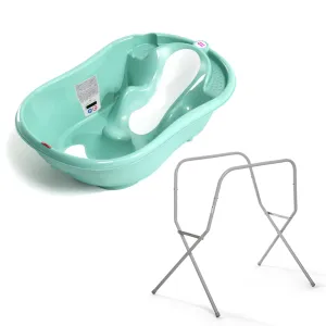 OK BABY SET Vanička rastúca protišmyková Onda Evolution 0–12m Sky blue + Kovový stojan na vaňu