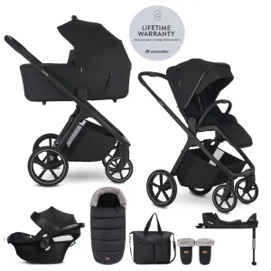 EASYWALKER Set kočík 4v1 Zoey Go Pure Black XXL Limited + CBX Aton B2 i-Size + Cybex Base One