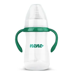 NENO Fľaša na kŕmenie a učenie pitia s rúčkami a sacím systémom antikoliková  240 ml