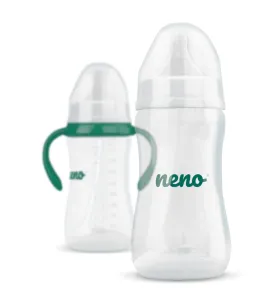 NENO Fľaša na kŕmenie a učenie pitia s rúčkami a sacím systémom antikoliková 300 ml