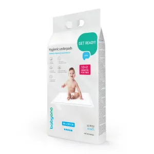 BABYONO Podložky jednorazové absorpčné pre deti, ženy po pôrode aj seniorov 60x90 cm, 10 ks+2 gratis