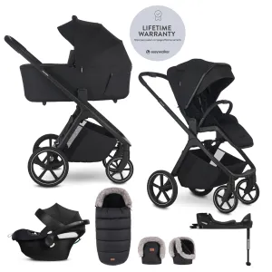 EASYWALKER Set kočík 4v1 Zoey Go Pure Black XL + CBX Aton B2 i-Size + CYBEX Base One