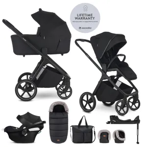 EASYWALKER Set kočík 4v1 Zoey Go Pure Black XXL Limited + CBX Aton B2 i-Size + Cybex Base One
