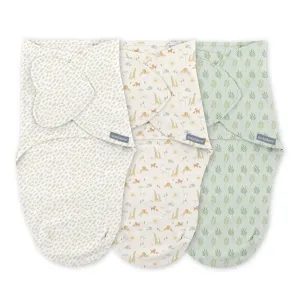 INGENUITY Zavinovačka SwaddleMe™ Uliatka bavlna 1 TOG 0-3m Monogram Collection™ Safari Swaddle, 3ks