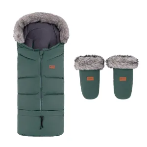 PETITE&MARS Set zimný fusak Arctic 4v1 + rukavice na kočík Fjora Khaki