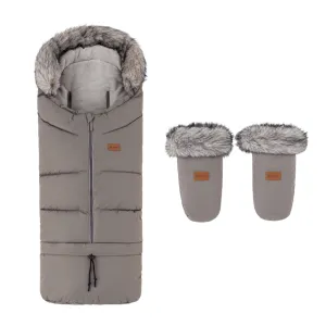 PETITE&MARS Set zimný fusak Arctic 4v1 + rukavice na kočík Fjora Mocha Mousse