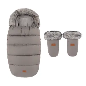 PETITE&MARS Set zimný fusak Comfy 4v1 + rukavice na kočík Fjora Mocha Mousse