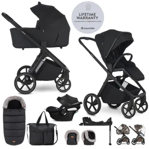 EASYWALKER Set kočík 4v1 Zoey Go Pure Black XXL Limited + CBX Aton B2 i-Size + Cybex Base One