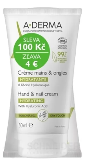 A-DERMA KRÉM na ruky a nechty HYDRATAČNÝ (DUO)