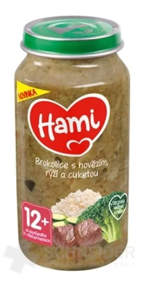 Hami príkrm Brokolica s hovädzím, ryžou a cuketou