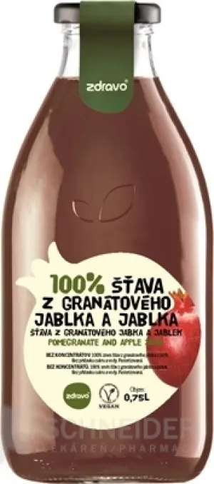 zdravo 100% ŠŤAVA Z GRANÁTOVÉHO JABLKA A JABLKA