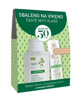 Klorane Šampón Ovos 100ml + Suchý šampón Ovos hnedé vlasy 50ml