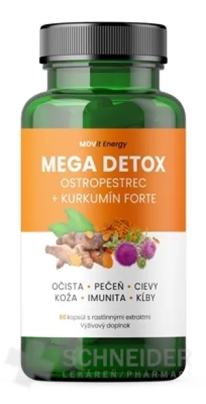 MOVit Mega Detox Ostropestrec + Kurkumín FORTE